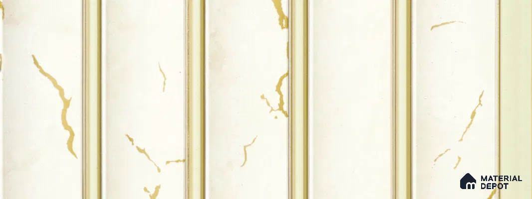 White Marble Louver PN 05748 9.5 ft x 7.8 inch Charcoal Panel - 12 mm | Suitable for Feature Wall, TV Unit & Living Room | Width is Subjected to 5% Variation