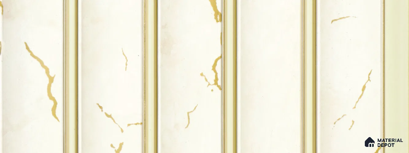 White Marble Louver PN 05748 9.5 ft x 7.8 inch Charcoal Panel - 12 mm | Suitable for Feature Wall, TV Unit & Living Room | Width is Subjected to 5% Variation