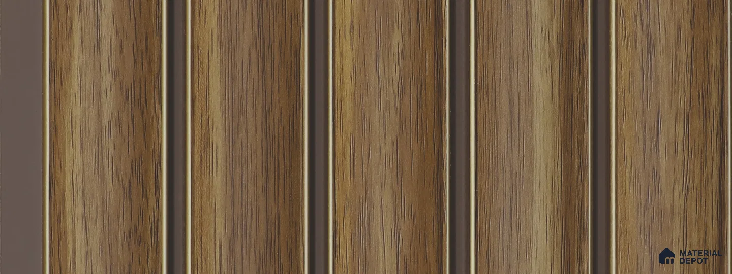 Brown Wooden Louver PN 05755 9.5 ft x 7.8 inch Charcoal Panel - 12 mm | Suitable for Feature Wall, TV Unit & Living Room | Width is Subjected to 5% Variation