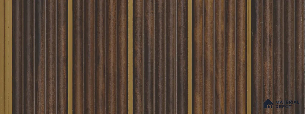 Brown Wooden Louver PN 05783 9.5 ft x 7.8 inch Charcoal Panel - 12 mm | Suitable for Feature Wall, TV Unit & Living Room | Width is Subjected to 5% Variation
