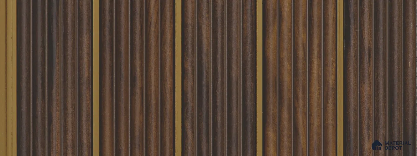 Brown Wooden Louver PN 05783 9.5 ft x 7.8 inch Charcoal Panel - 12 mm | Suitable for Feature Wall, TV Unit & Living Room | Width is Subjected to 5% Variation