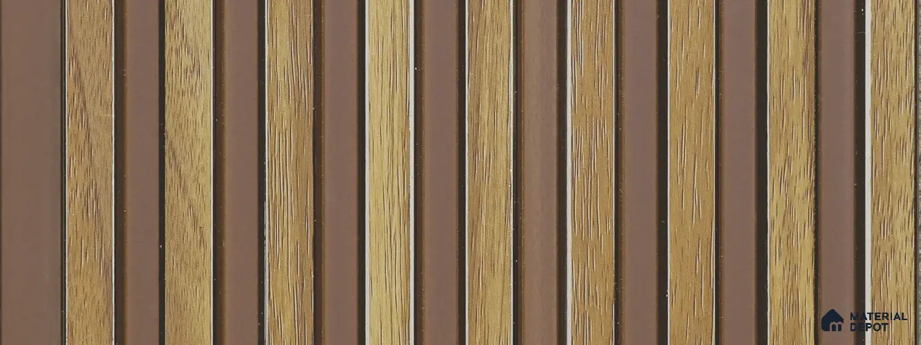 Brown Wooden Louver PN 05753 9.5 ft x 7.8 inch Charcoal Panel - 12 mm | Suitable for Feature Wall, TV Unit & Living Room | Width is Subjected to 5% Variation