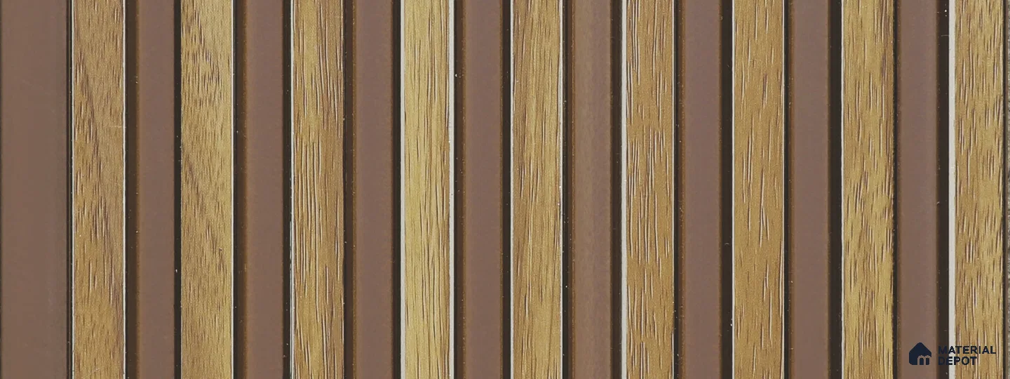 Brown Wooden Louver PN 05753 9.5 ft x 7.8 inch Charcoal Panel - 12 mm | Suitable for Feature Wall, TV Unit & Living Room | Width is Subjected to 5% Variation