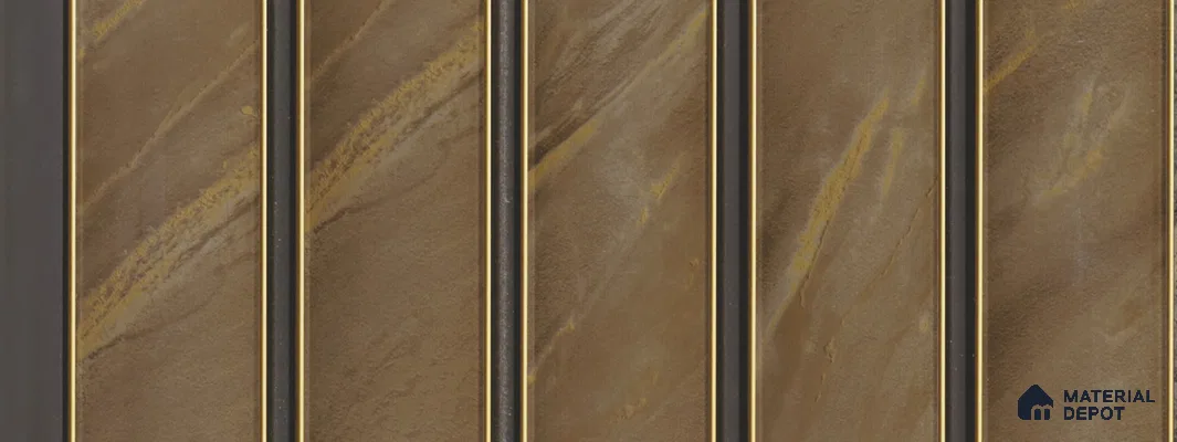 Brown Marble Louver PN 05750 9.5 ft x 7.8 inch Charcoal Panel - 12 mm | Suitable for Feature Wall, TV Unit & Living Room | Width is Subjected to 5% Variation