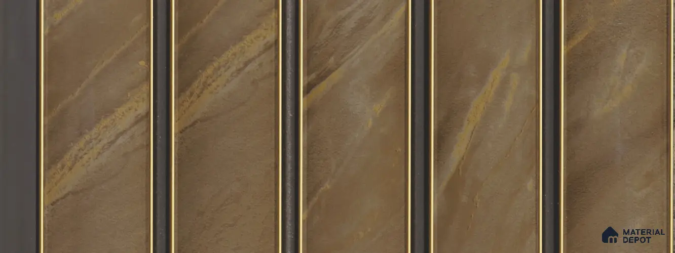Brown Marble Louver PN 05750 9.5 ft x 7.8 inch Charcoal Panel - 12 mm | Suitable for Feature Wall, TV Unit & Living Room | Width is Subjected to 5% Variation
