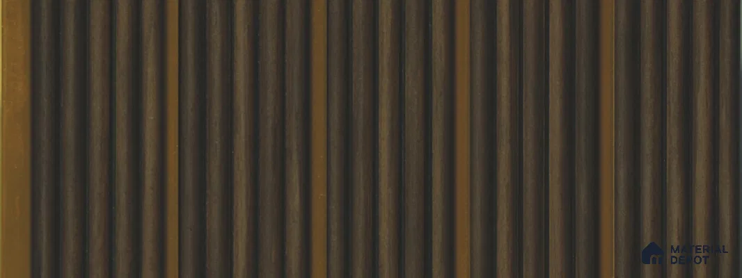 Brown Wooden Louver PN 05784 9.5 ft x 7.8 inch Charcoal Panel - 12 mm | Suitable for Feature Wall, TV Unit & Living Room | Width is Subjected to 5% Variation