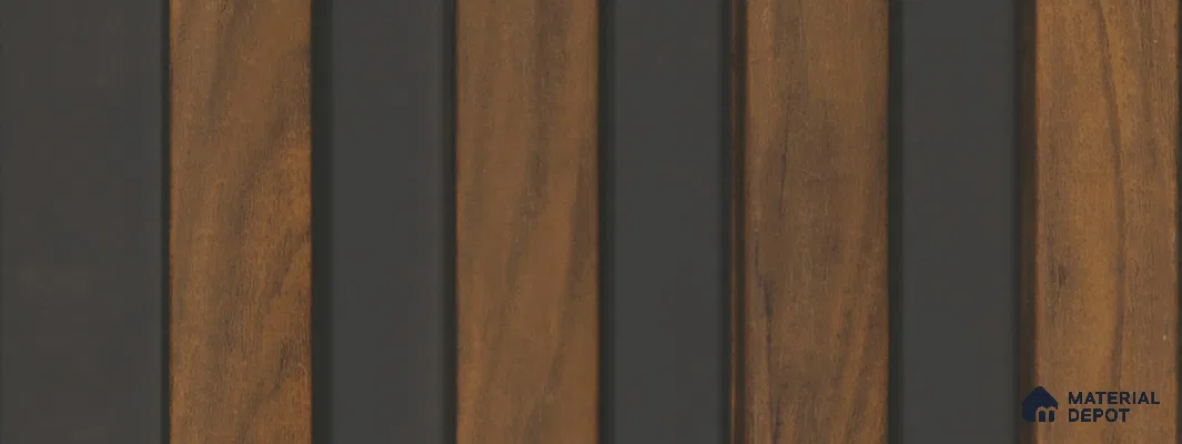 Brown Wooden Louver PN 05766 9.5 ft x 7.8 inch Charcoal Panel - 12 mm | Suitable for Feature Wall, TV Unit & Living Room | Width is Subjected to 5% Variation