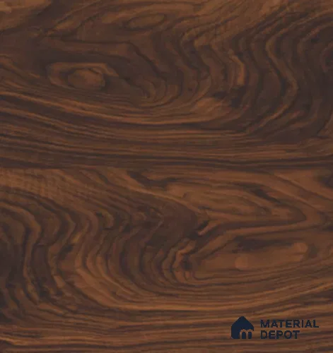 TR 9327 Natural Walnut Crotch 8 ft x 4 ft Gloss Finish PVC Woodero Series Veneer - 1.5 mm