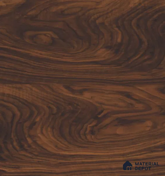 TR 9328 Natural Walnut Crotch 8 ft x 4 ft Matt Finish PVC Woodero Series Veneer - 1.5 mm