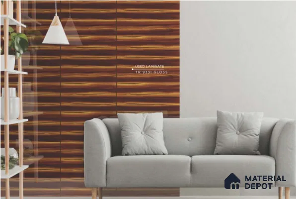 TR 9331 Smoke Coco Live Tree 8 ft x 4 ft Gloss Finish PVC Woodero Series Veneer - 1.5 mm