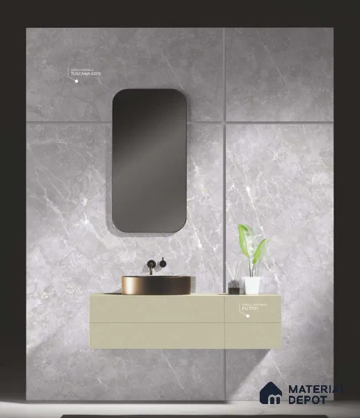 Tuscana Gris 8 ft x 4 ft High Gloss Finish Orison Series Marble Redefined PVC Laminate - 1.5 mm | Suitable for TV Unit, Wardrobe, Kitchen Cabinets