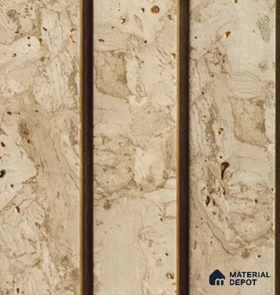 Beige Stone Louver PN 00832 9.5 ft x 4.7 inch Charcoal Panel - 12 mm | Suitable for Feature Wall, TV Unit & Living Room | Width is Subjected to 5% Variation