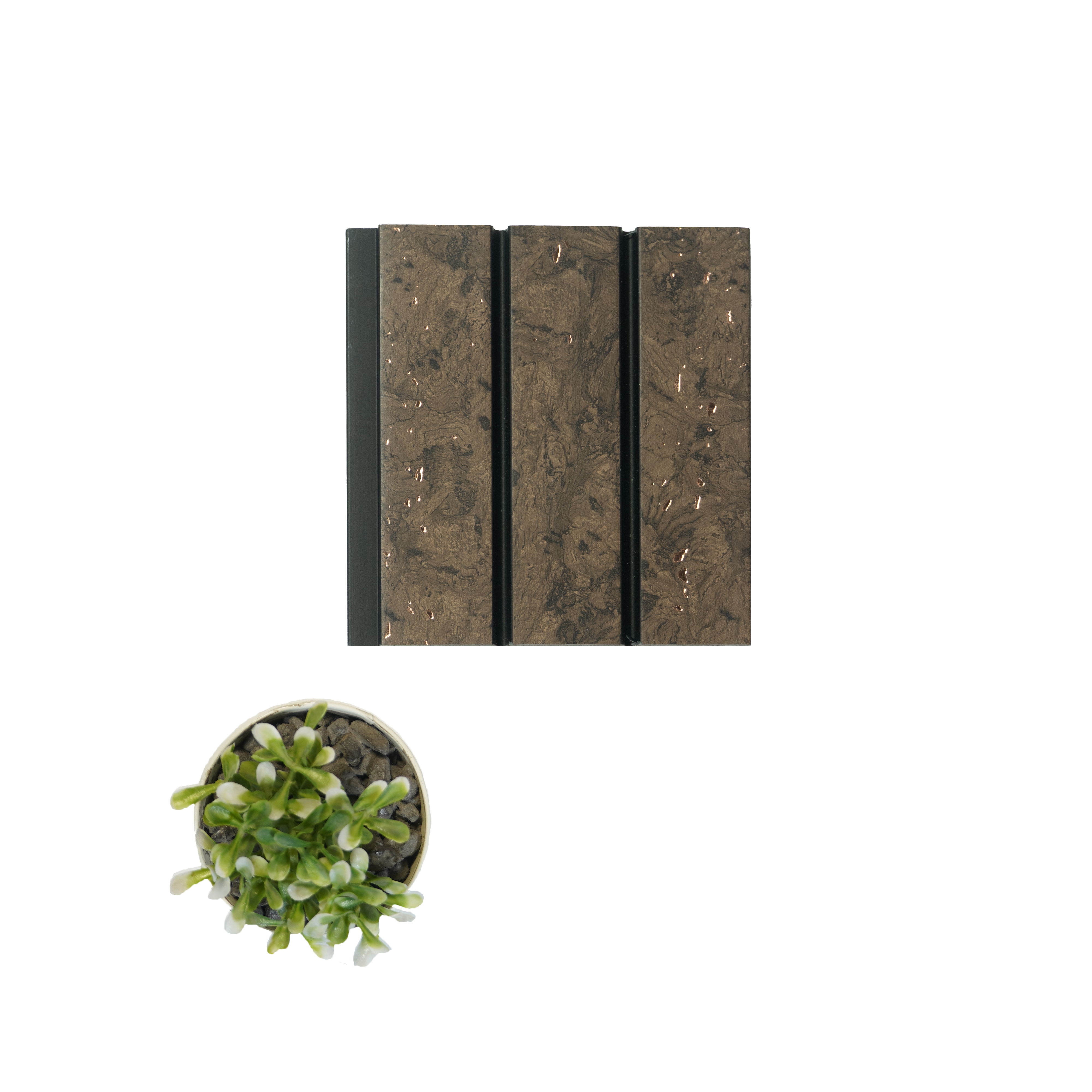 Brown Wooden Louver PN 04646 9.5 ft x 4.7 inch Charcoal Panel - 12 mm | Suitable for Feature Wall, TV Unit & Living Room | Width is Subjected to 5% Variation