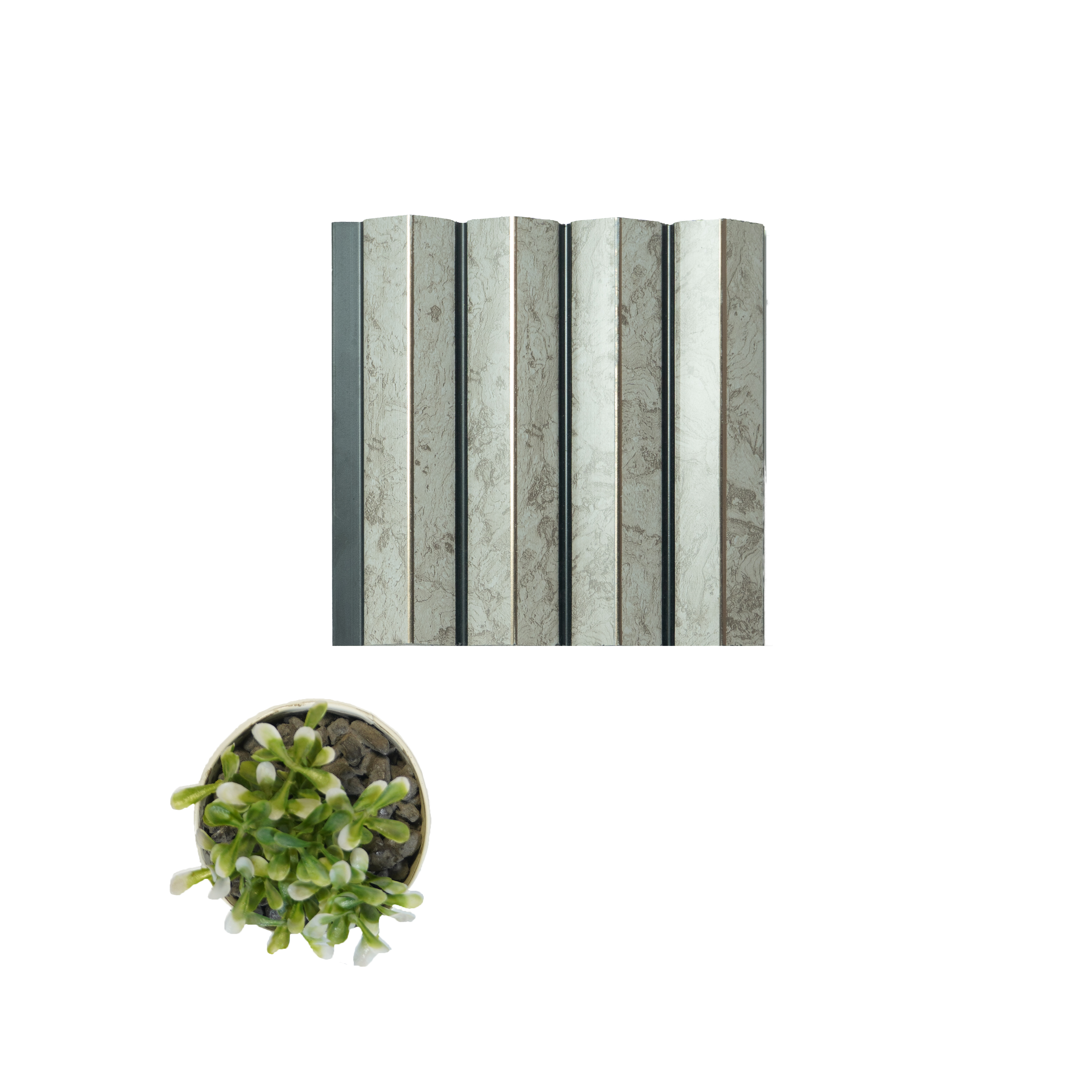 Beige Stone Louver PN 04614 9.5 ft x 4.7 inch Charcoal Panel - 12 mm | Suitable for Feature Wall, TV Unit & Living Room | Width is Subjected to 5% Variation