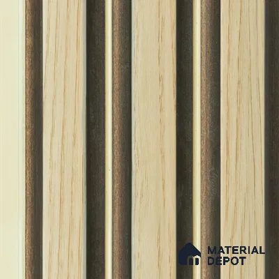 Beige Wooden Louver PN 04618 8 ft x 4.7 inch Charcoal Panel - 12 mm | Suitable for Feature Wall, TV Unit & Living Room | Width is Subjected to 5% Variation