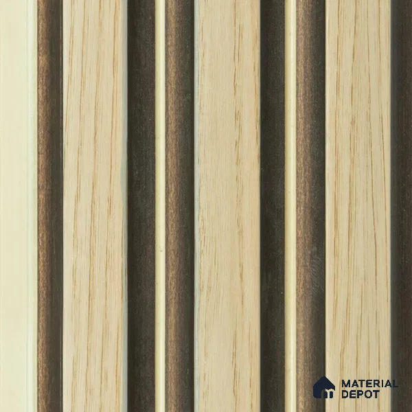 Beige Wooden Louver PN 04618 8 ft x 4.7 inch Charcoal Panel - 12 mm | Suitable for Feature Wall, TV Unit & Living Room | Width is Subjected to 5% Variation