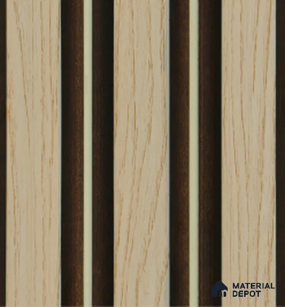 Beige Wooden Louver PN 04618 8 ft x 4.7 inch Charcoal Panel - 12 mm | Suitable for Feature Wall, TV Unit & Living Room | Width is Subjected to 5% Variation