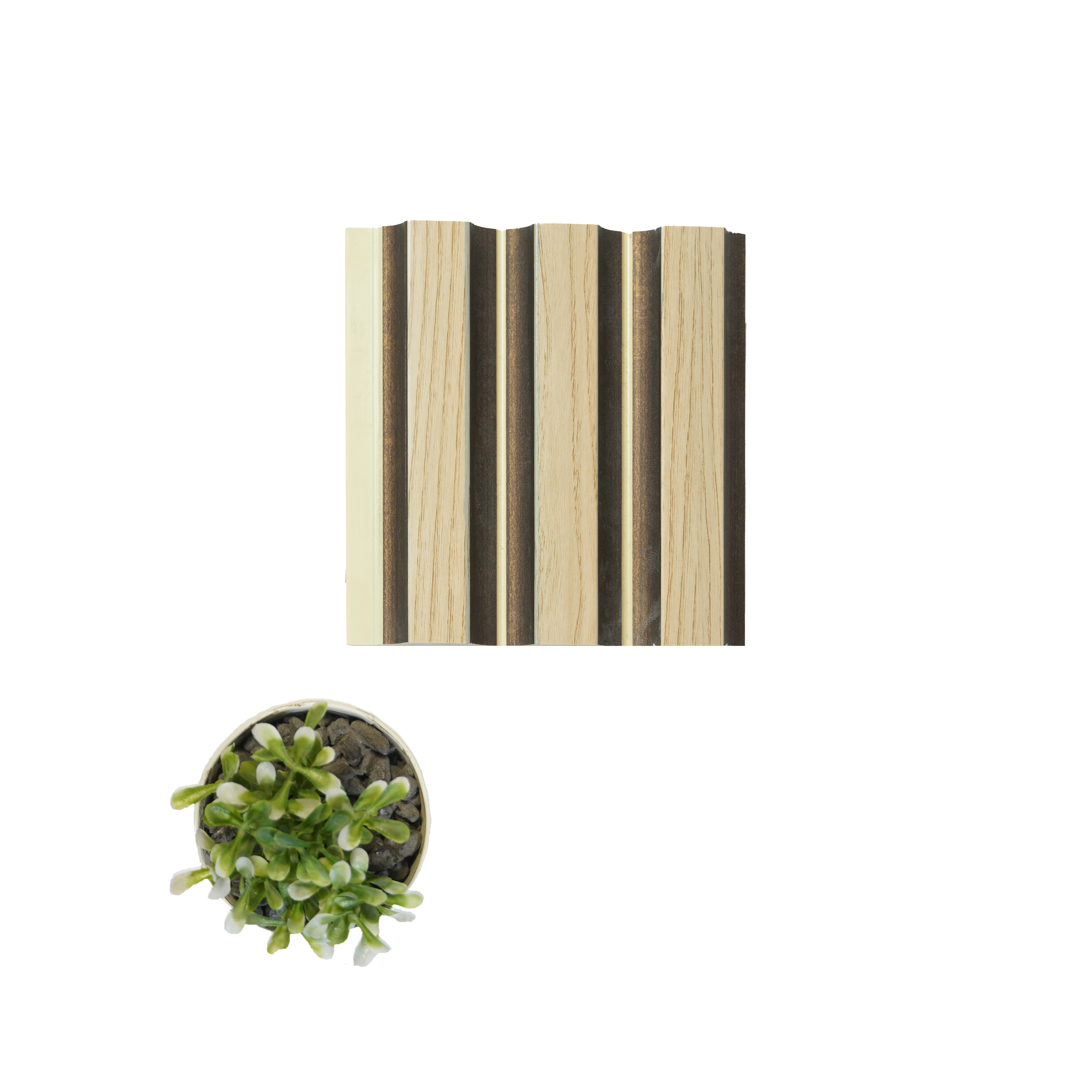 Beige Wooden Louver PN 04618 8 ft x 4.7 inch Charcoal Panel - 12 mm | Suitable for Feature Wall, TV Unit & Living Room | Width is Subjected to 5% Variation
