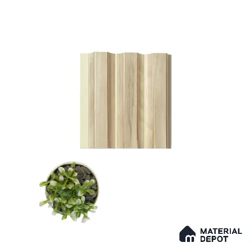Beige Wooden Louver PN 04619 9.5 ft x 4.7 inch Charcoal Panel - 12 mm | Suitable for Feature Wall, TV Unit & Living Room | Width is Subjected to 5% Variation