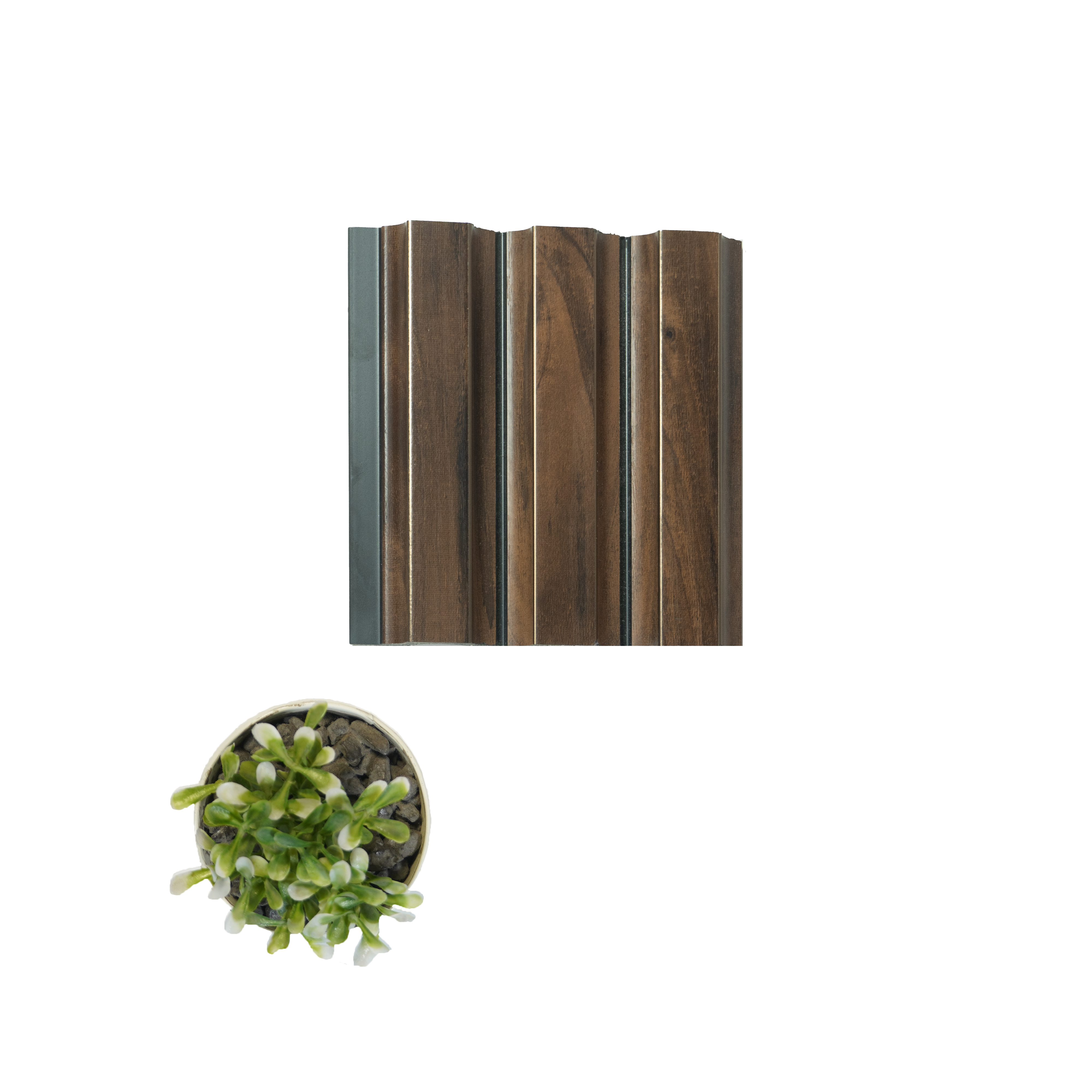 Brown Wooden Louver PN 04620 B 9.5 ft x 4.7 inch Charcoal Panel - 12 mm | Suitable for Feature Wall, TV Unit & Living Room | Width is Subjected to 5% Variation