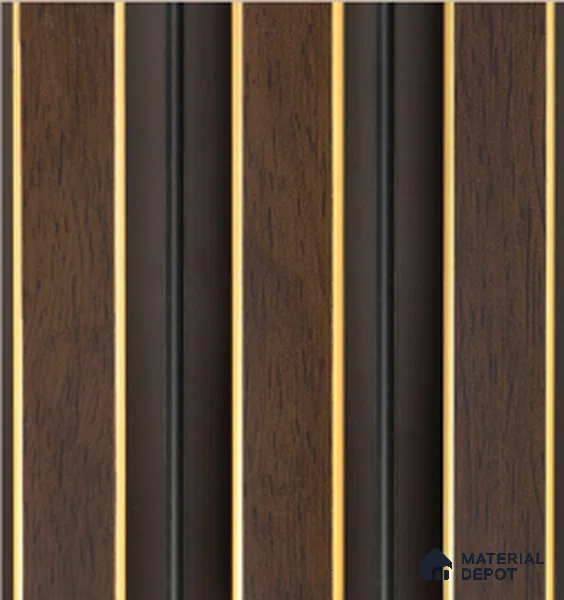 Brown Wooden Louver PN 04621 9.5 ft x 4.7 inch Charcoal Panel - 12 mm | Suitable for Feature Wall, TV Unit & Living Room | Width is Subjected to 5% Variation