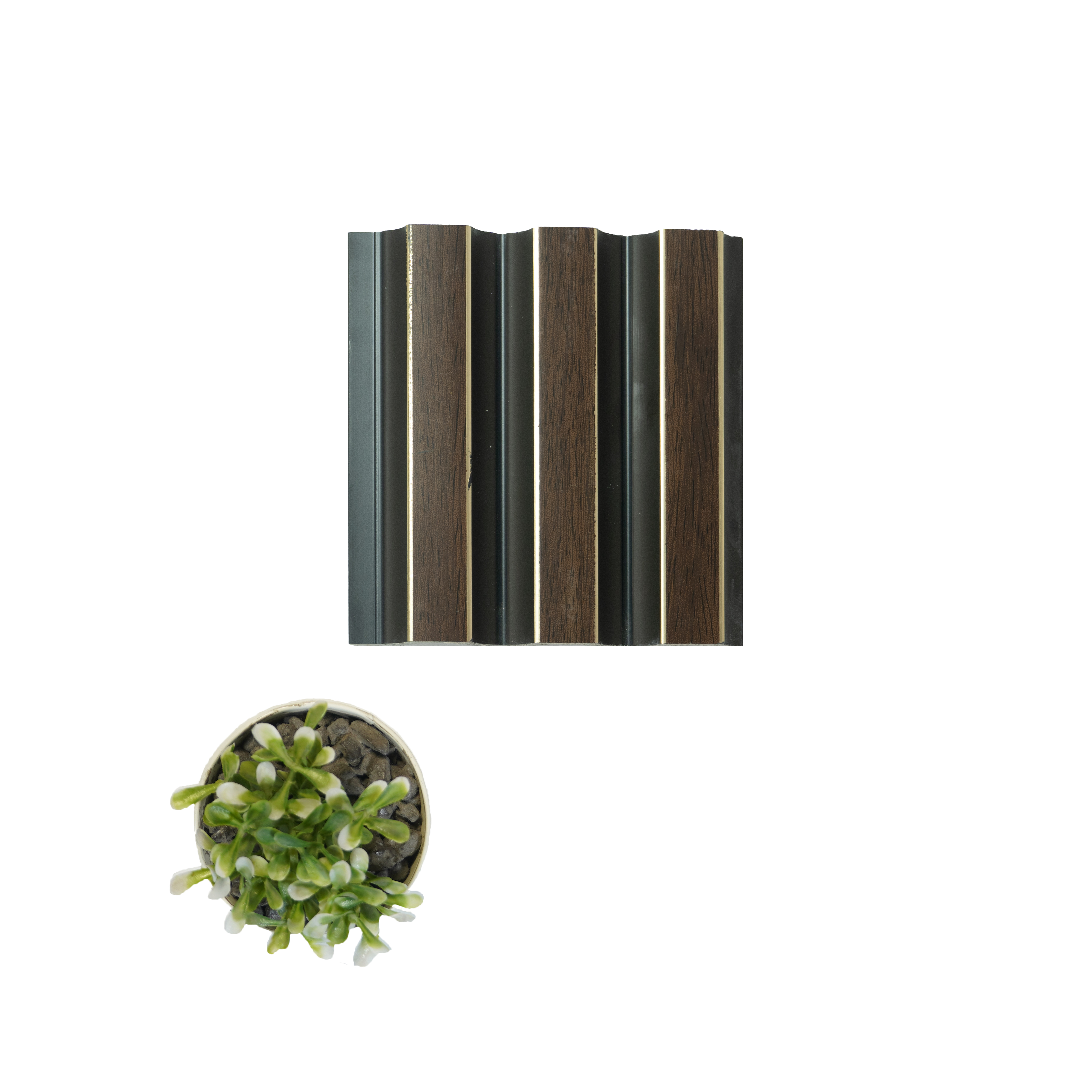 Brown Wooden Louver PN 04621 9.5 ft x 4.7 inch Charcoal Panel - 12 mm | Suitable for Feature Wall, TV Unit & Living Room | Width is Subjected to 5% Variation