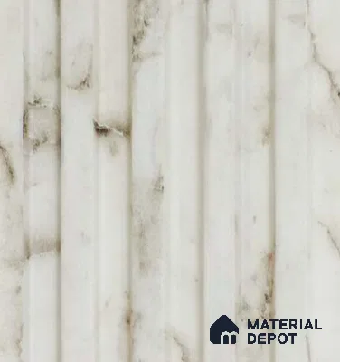 White Marble Louver PN 00806 9.5 ft x 4.9 inch Charcoal Panel - 12 mm | Suitable for Feature Wall, TV Unit & Living Room | Width is Subjected to 5% Variation