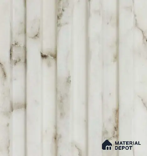 White Marble Louver PN 00806 9.5 ft x 4.9 inch Charcoal Panel - 12 mm | Suitable for Feature Wall, TV Unit & Living Room | Width is Subjected to 5% Variation