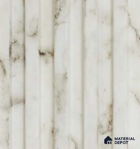 White Marble Louver PN 00806 9.5 ft x 4.9 inch Charcoal Panel - 12 mm | Suitable for Feature Wall, TV Unit & Living Room | Width is Subjected to 5% Variation