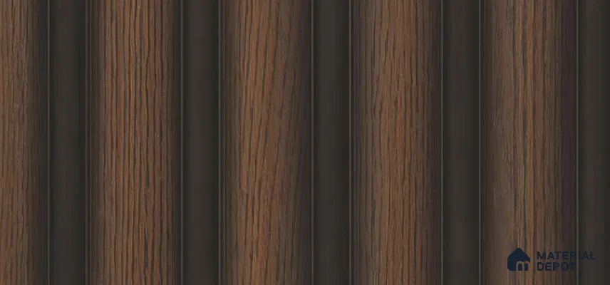 Brown Wooden Louver PN 06165 9.5 ft x 7.8 inch Charcoal Panel - 12 mm | Suitable for Feature Wall, TV Unit & Living Room | Width is Subjected to 5% Variation