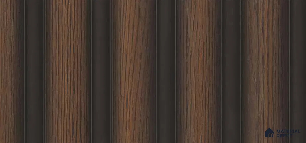 Brown Wooden Louver PN 06165 9.5 ft x 7.8 inch Charcoal Panel - 12 mm | Suitable for Feature Wall, TV Unit & Living Room | Width is Subjected to 5% Variation