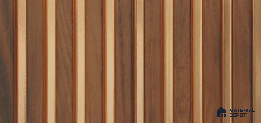 Brown Wooden Louver PN 06171 9.5 ft x 7.8 inch Charcoal Panel - 12 mm | Suitable for Feature Wall, TV Unit & Living Room | Width is Subjected to 5% Variation