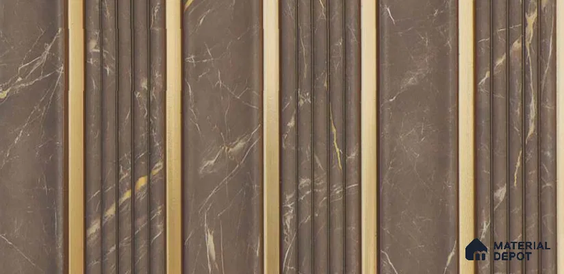Brown Marble Louver PN 06294 9.5 ft x 9.4 inch Charcoal Panel - 12 mm | Suitable for Feature Wall, TV Unit & Living Room | Width is Subjected to 5% Variation