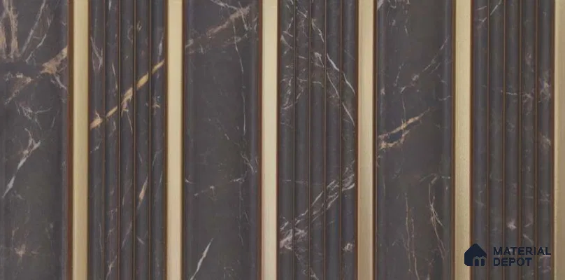 Black Marble Louver PN 06295 9.5 ft x 9.4 inch Charcoal Panel - 12 mm | Suitable for Feature Wall, TV Unit & Living Room | Width is Subjected to 5% Variation