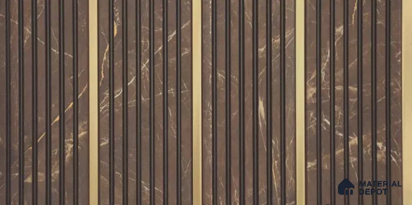 Brown Marble Louver PN 06303 9.5 ft x 4.7 inch Charcoal Panel - 12 mm | Suitable for Feature Wall, TV Unit & Living Room | Width is Subjected to 5% Variation