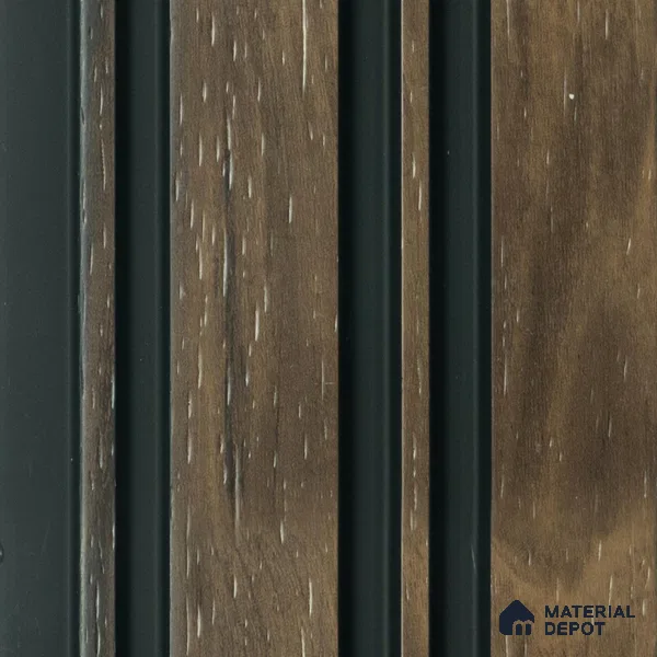 Brown Wooden Louver PN 00826 9.5 ft x 4.7 inch Charcoal Panel - 12 mm | Suitable for Feature Wall, TV Unit & Living Room | Width is Subjected to 5% Variation
