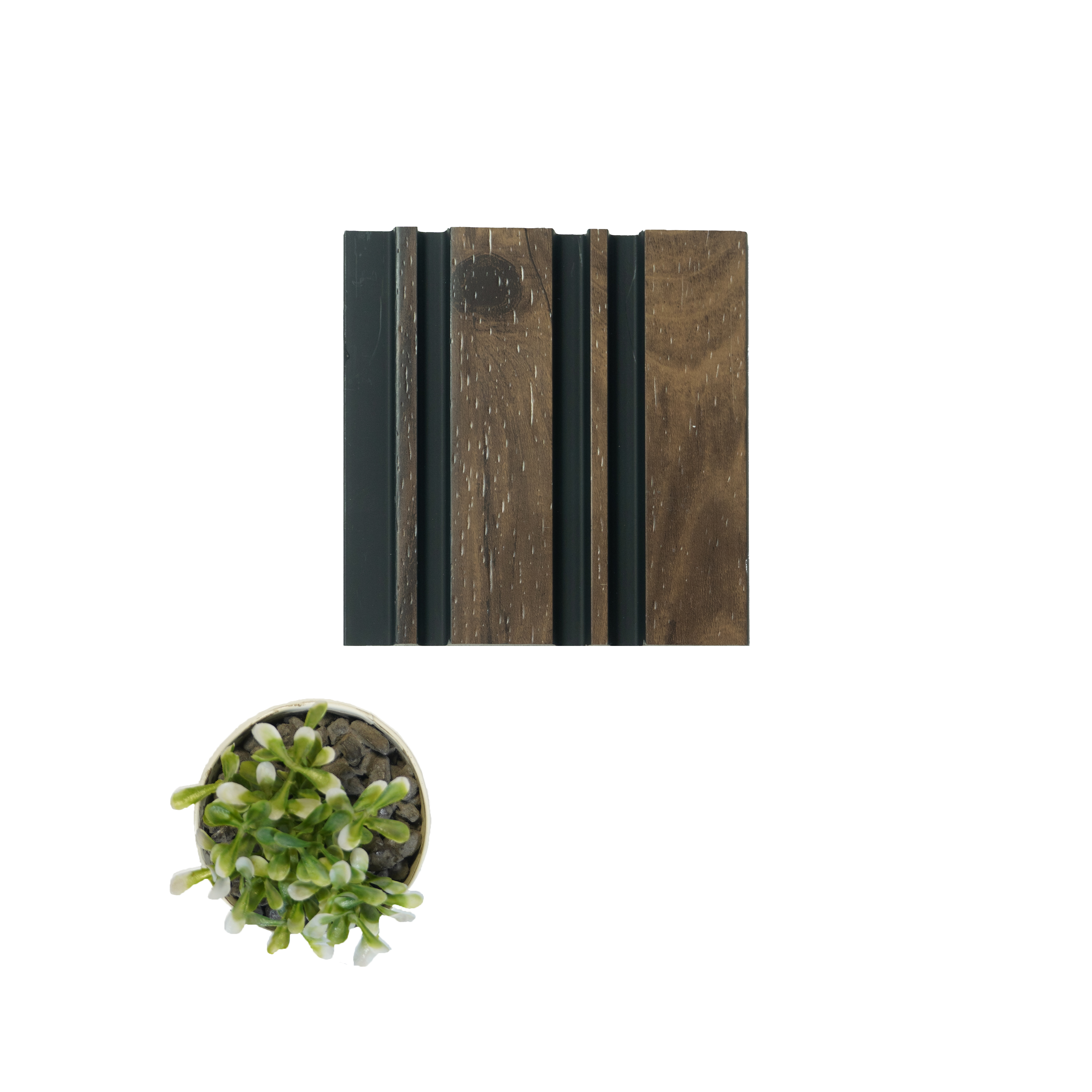 Brown Wooden Louver PN 00826 9.5 ft x 4.7 inch Charcoal Panel - 12 mm | Suitable for Feature Wall, TV Unit & Living Room | Width is Subjected to 5% Variation