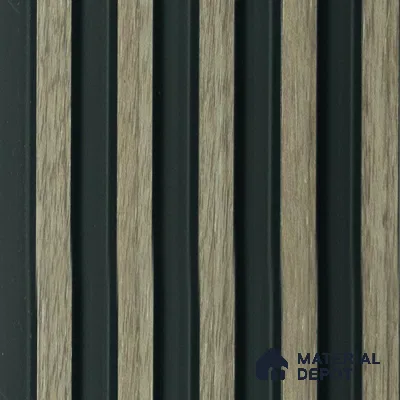 Grey Wooden Louver PN 00828 9.5 ft x 4.7 inch Charcoal Panel - 12 mm | Suitable for Feature Wall, TV Unit & Living Room | Width is Subjected to 5% Variation