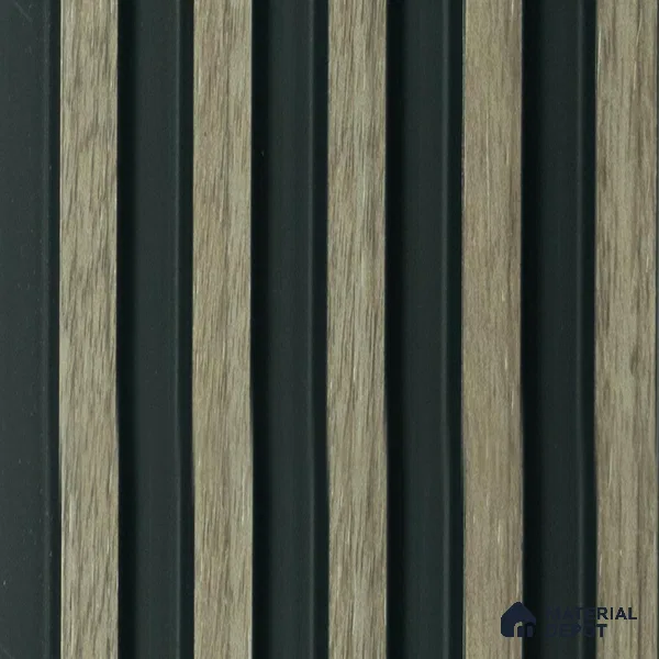 Grey Wooden Louver PN 00828 9.5 ft x 4.7 inch Charcoal Panel - 12 mm | Suitable for Feature Wall, TV Unit & Living Room | Width is Subjected to 5% Variation