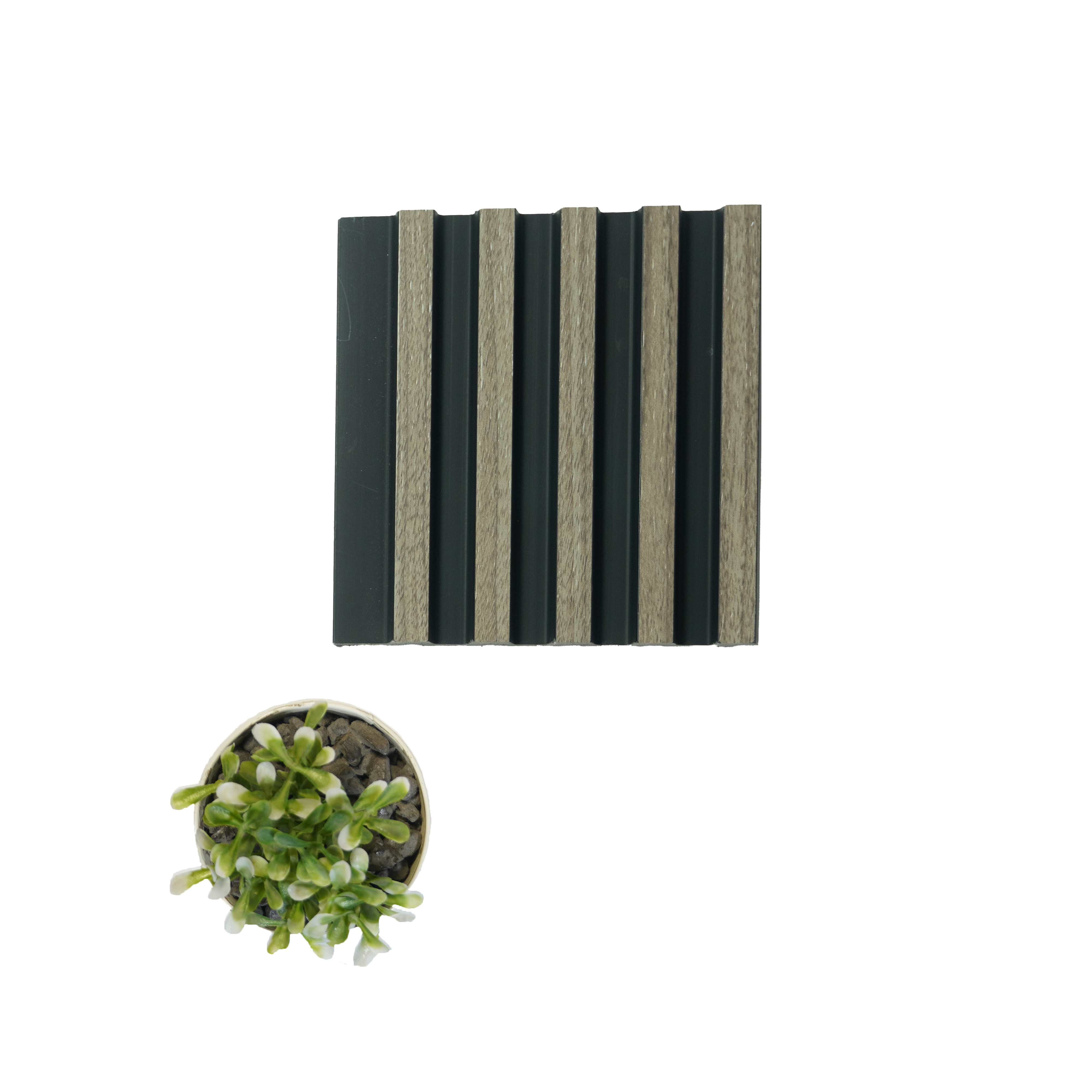 Grey Wooden Louver PN 00828 9.5 ft x 4.7 inch Charcoal Panel - 12 mm | Suitable for Feature Wall, TV Unit & Living Room | Width is Subjected to 5% Variation