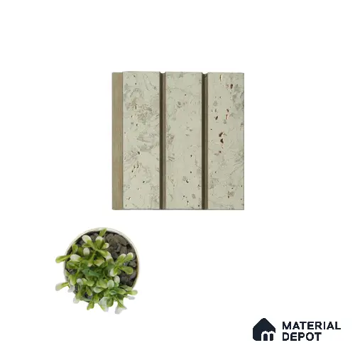 Beige Stone Louver PN 00832 9.5 ft x 4.7 inch Charcoal Panel - 12 mm | Suitable for Feature Wall, TV Unit & Living Room | Width is Subjected to 5% Variation