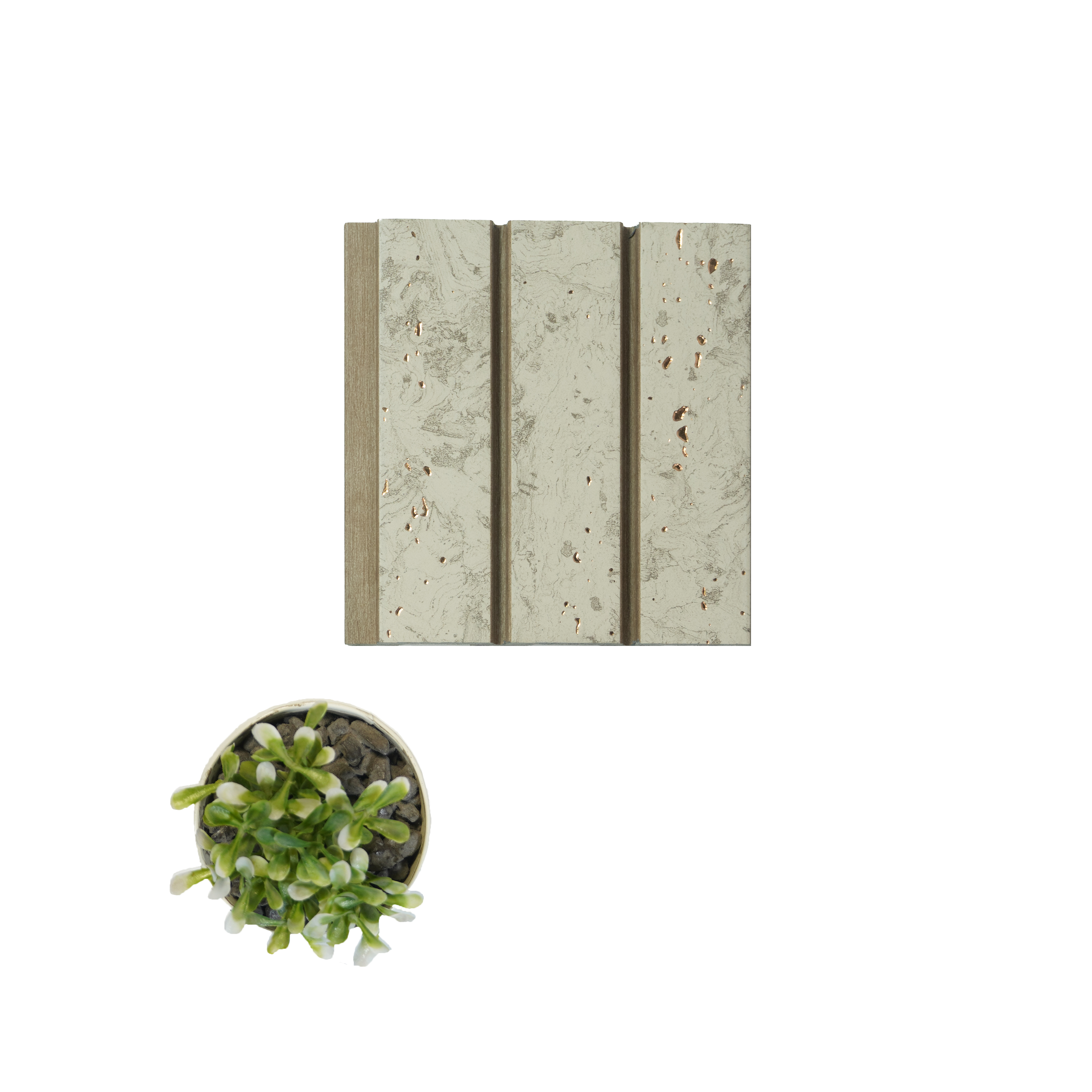 Beige Stone Louver PN 00832 9.5 ft x 4.7 inch Charcoal Panel - 12 mm | Suitable for Feature Wall, TV Unit & Living Room | Width is Subjected to 5% Variation