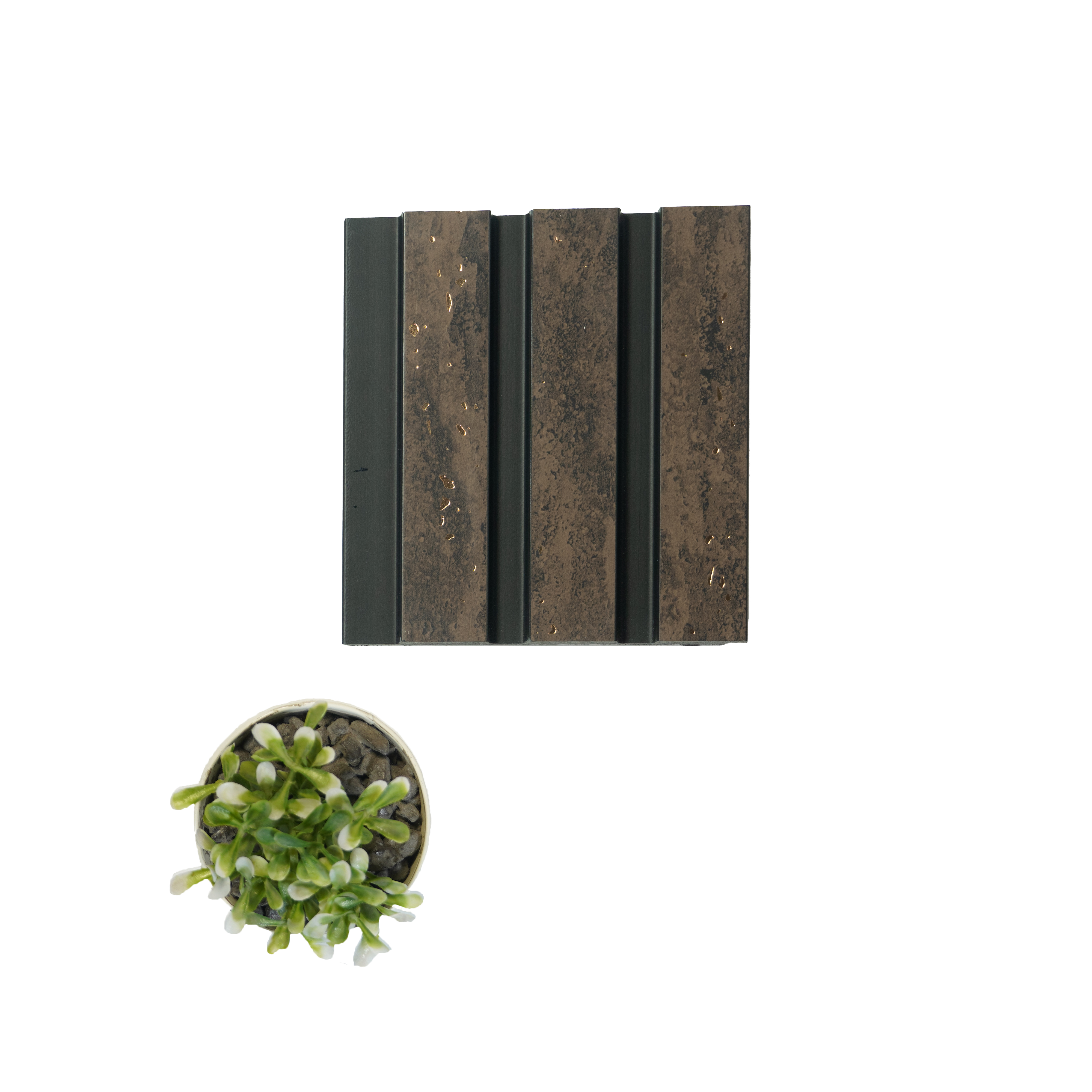 Brown Wooden Louver PN 00823 9.5 ft x 4.7 inch Charcoal Panel - 12 mm | Suitable for Feature Wall, TV Unit & Living Room | Width is Subjected to 5% Variation