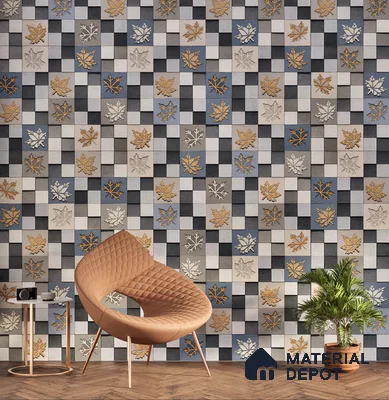 Elevation Wall Tile TL 00068 A Azul Blue 2 ft x 1 ft Punch Matte Finish Vitrified Tile - 9 mm | Ideal For Modern Facades, Outdoor Cladding, Feature Wall | Please Expect a Slight Variation of Pattern