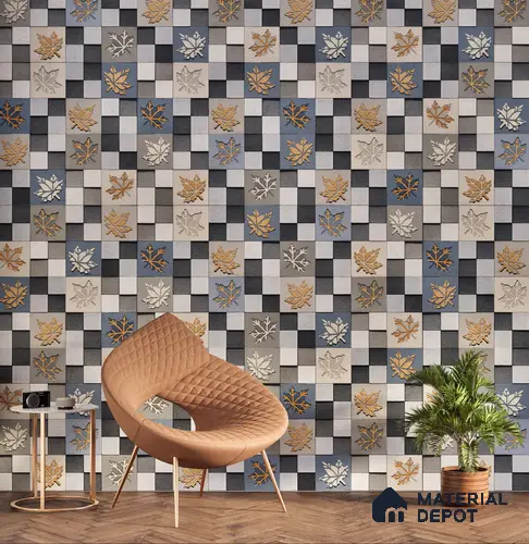 Elevation Wall Tile TL 00068 A Azul Blue 2 ft x 1 ft Punch Matte Finish Vitrified Tile - 9 mm | Ideal For Modern Facades, Outdoor Cladding, Feature Wall | Please Expect a Slight Variation of Pattern