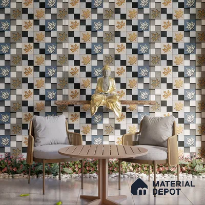 Elevation Wall Tile TL 00068 A Azul Blue 2 ft x 1 ft Punch Matte Finish Vitrified Tile - 9 mm | Ideal For Modern Facades, Outdoor Cladding, Feature Wall | Please Expect a Slight Variation of Pattern