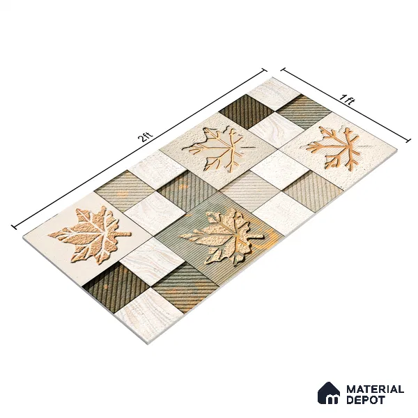 Elevation Wall Tile TL 00068 B Cocoa Brown 2 ft x 1 ft Punch Matte Finish Vitrified Tile - 9 mm | Ideal For Modern Facades, Outdoor Cladding, Feature Wall | Please Expect a Slight Variation of Pattern (Sample)