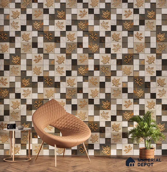 Elevation Wall Tile TL 00068 B Cocoa Brown 2 ft x 1 ft Punch Matte Finish Vitrified Tile - 9 mm | Ideal For Modern Facades, Outdoor Cladding, Feature Wall | Please Expect a Slight Variation of Pattern (Sample)