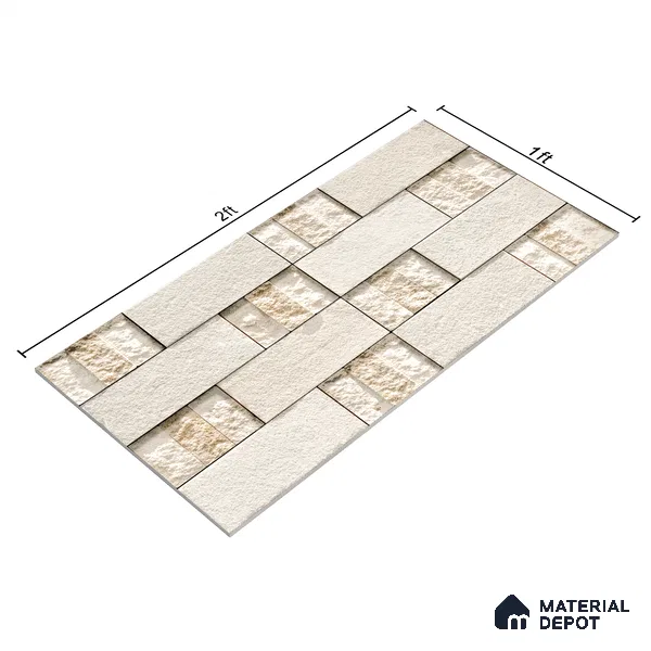 Elevation Wall Tile TL 00072 A Beige 2 ft x 1 ft Punch Matte Finish Vitrified Tile - 9 mm | Ideal For Modern Facades, Outdoor Cladding, Feature Wall (Sample)