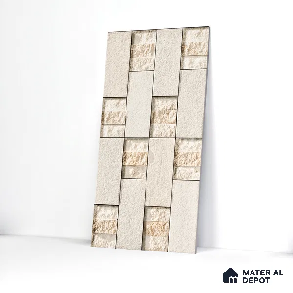 Elevation Wall Tile TL 00072 A Beige 2 ft x 1 ft Punch Matte Finish Vitrified Tile - 9 mm | Ideal For Modern Facades, Outdoor Cladding, Feature Wall (Sample)